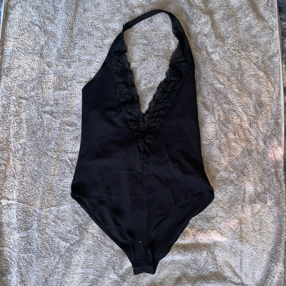 Black halter bodysuit